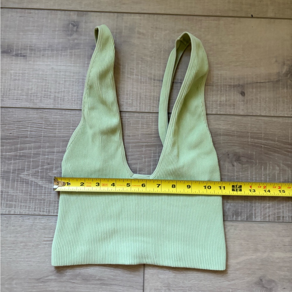 Intimately Free People Deep V-Neck Mint Green Ribbed Brami Tank - Picture 3 of 5